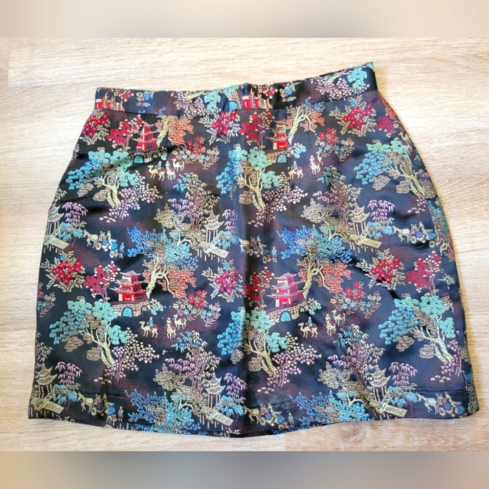 Colorful Brocade Mini Skirt